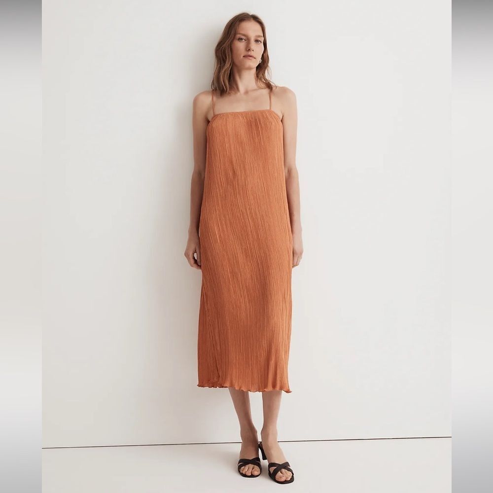Madewell NWT Goldie Midi Dress in Plissé Size 0 in Sunset Haze